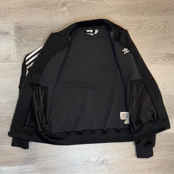 Unisex Adidas Black Track Jacket blokecore athletic sport workout zippers unisex - Picture 4 of 9